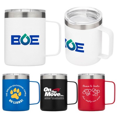 12 oz. Travel Stainless Steel Vacuum Insulated Coffee Mug w/ handle & lid, keeps hot